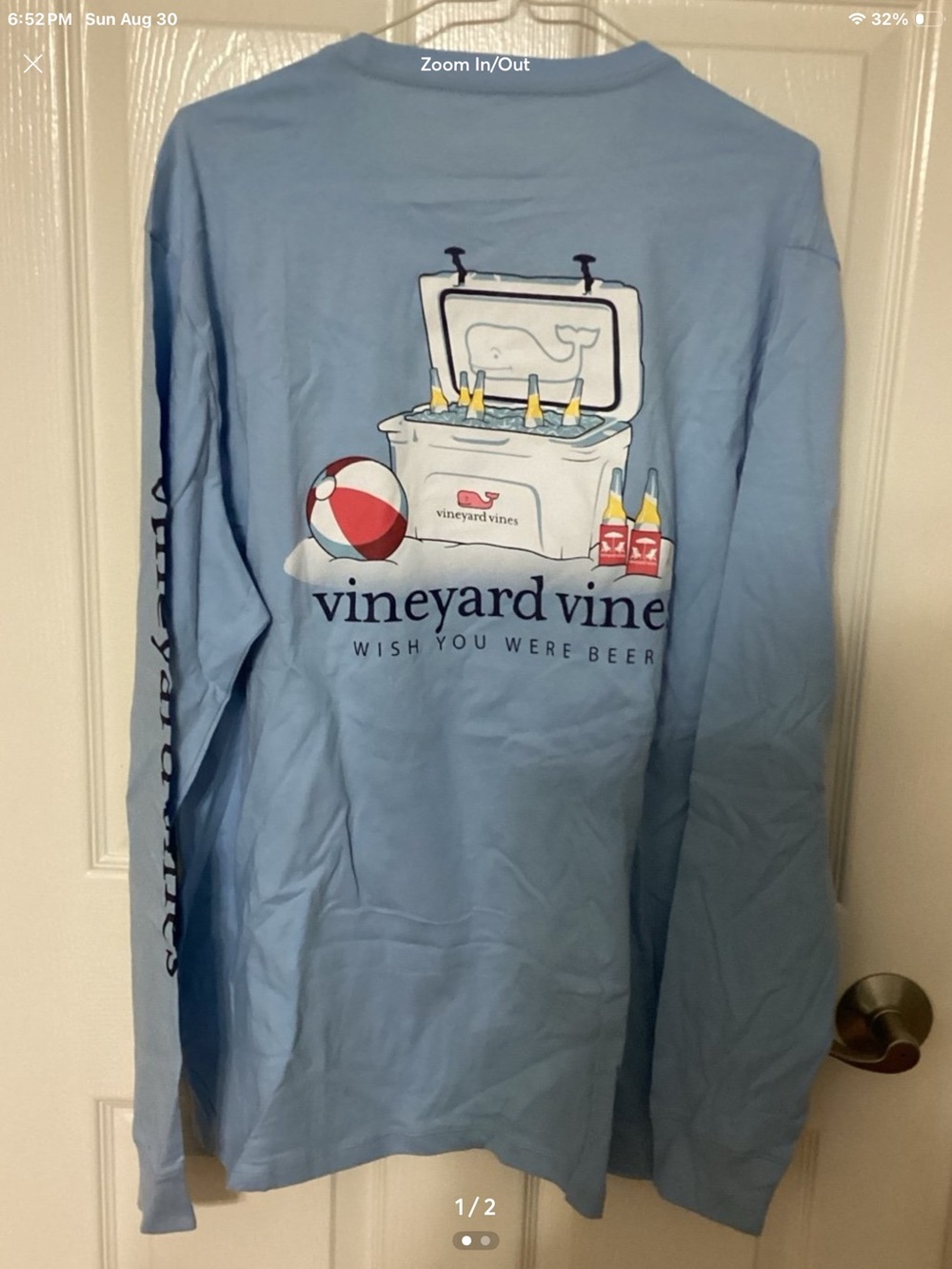 Vineyard Vines Wish You Were Beer Jake Blue Long Sleeve Tee Choose  Large or XL